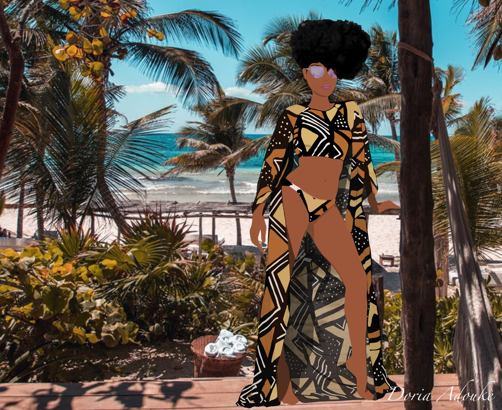 black girl swimsuit illustration