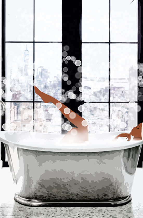 black woman bath illustration