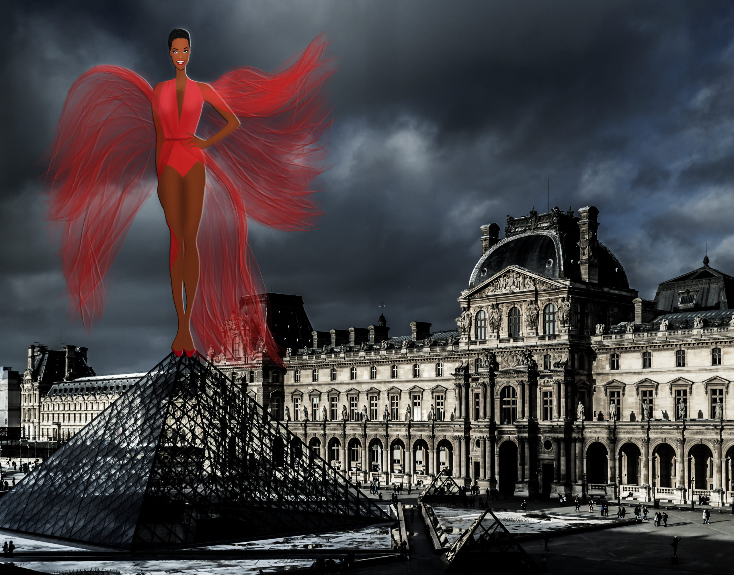 black women louvres paris illustration