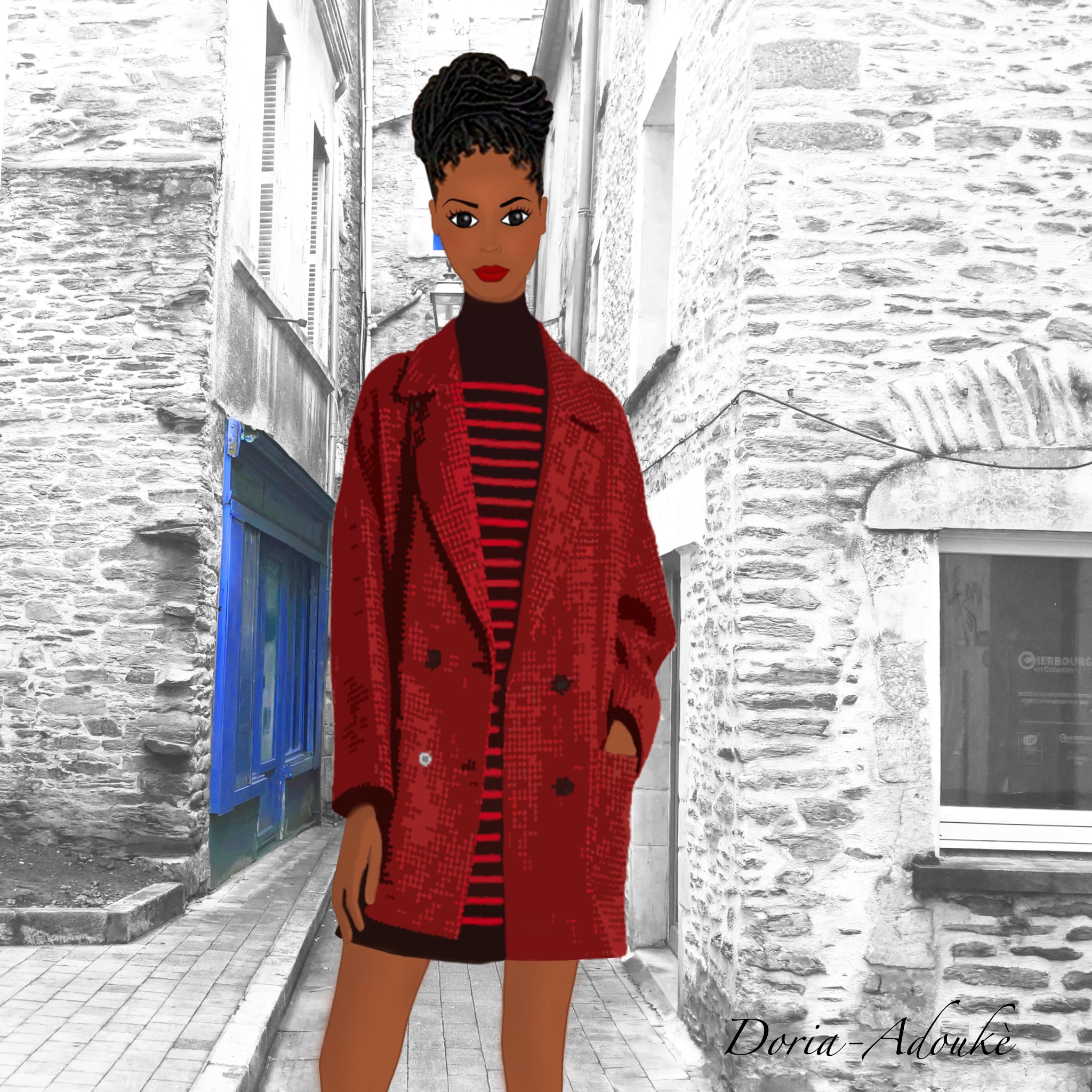black girl in cherbourg illustration