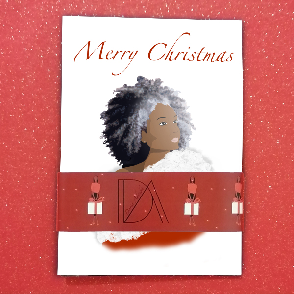 Ethnic Black Afro Caribbean African American Christmas Card Pack of 4 Santa 