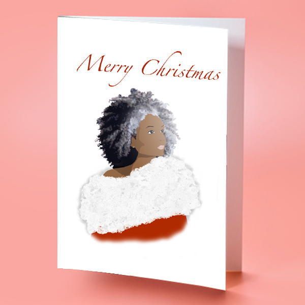 African American Santa Lady Christmas Card