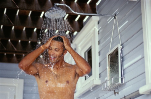 Man Taking a Shower