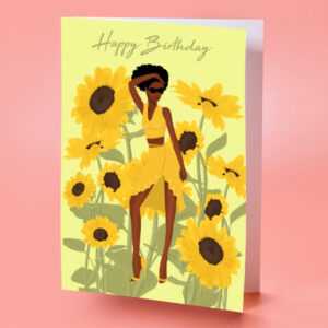 black girl bithday card sunflowers