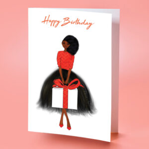 black girl bithday card with gift