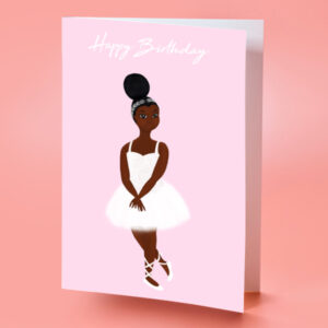 little black ballerina birthday card