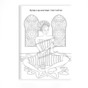 Blac queen in a hammam colouring page